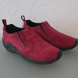 Merrell Women's Jungle Moc Burgundy Suede Slip-On Loafers Size 10.5